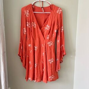 Free People Orange Bell Sleeve Sundress